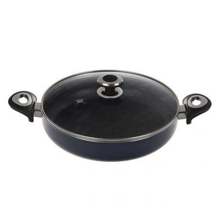 تابه دو دسته سایز 28 گرانیتا با درب شیشه ای زرساب کد GT-228TG